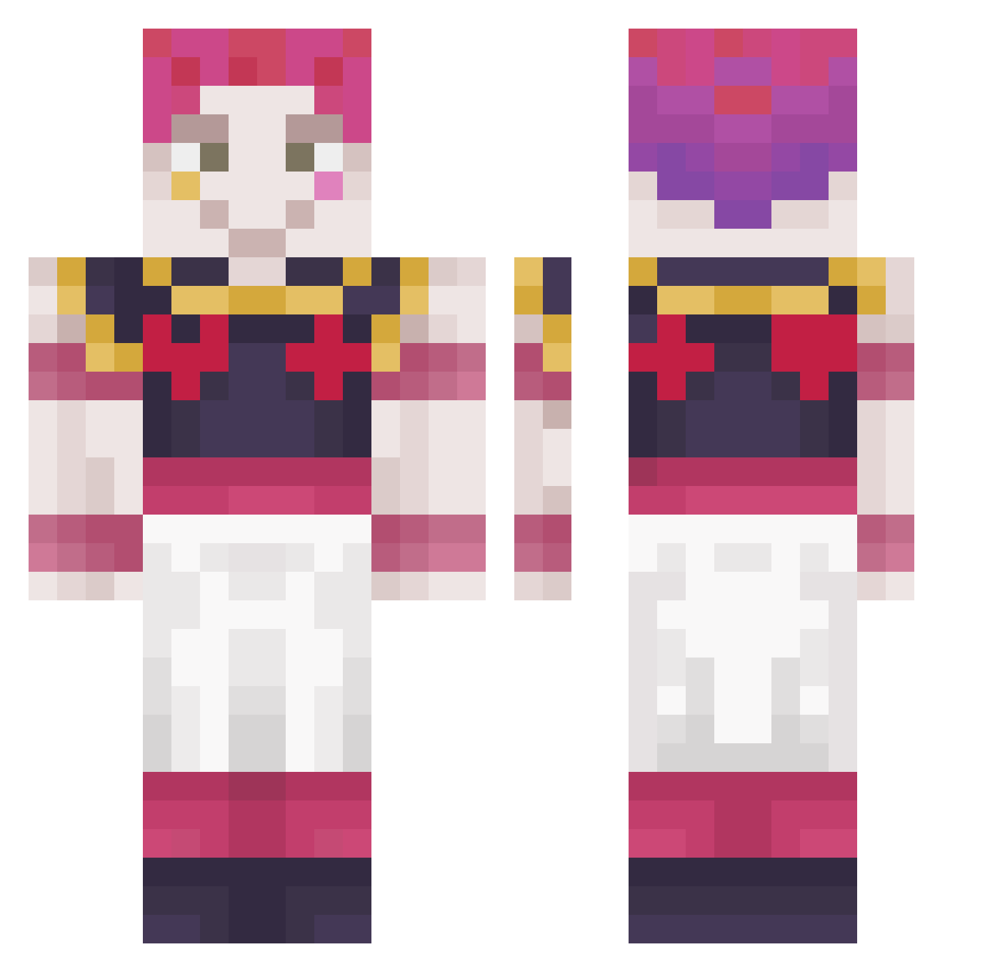 BlackByrdLove Minecraft skin, front and back view