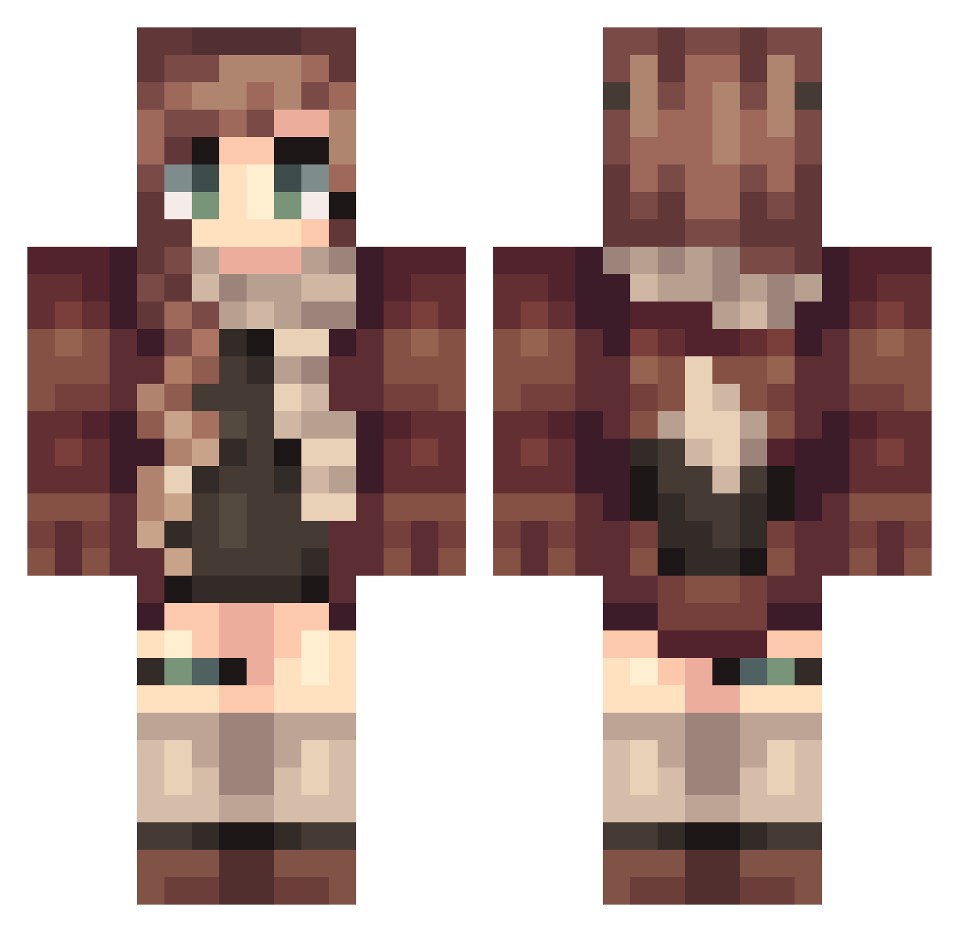 unfitted Minecraft skin, front and back view