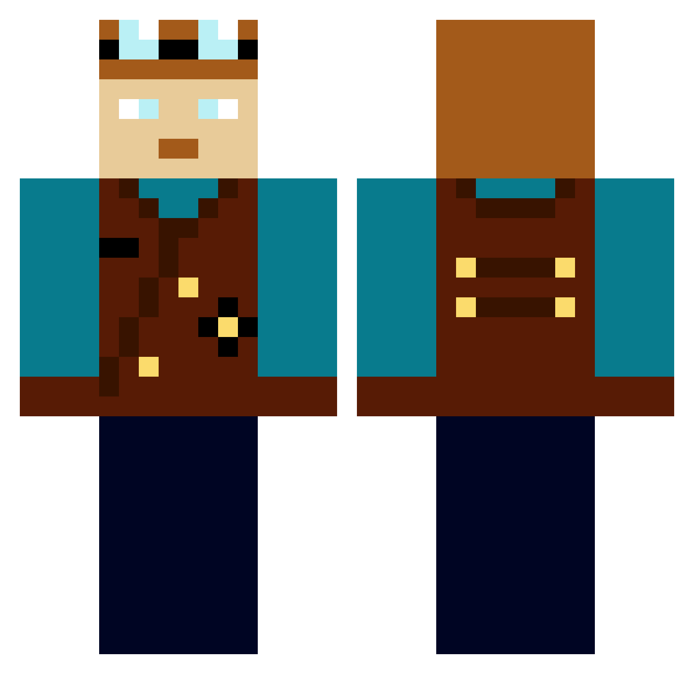 VilleMannen34 Minecraft skin, front and back view