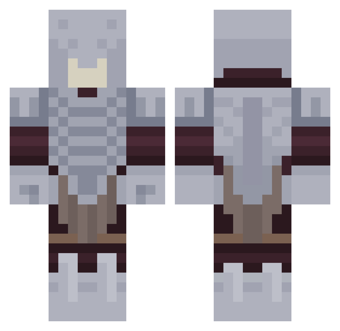 DNFneca Minecraft skin, front and back view