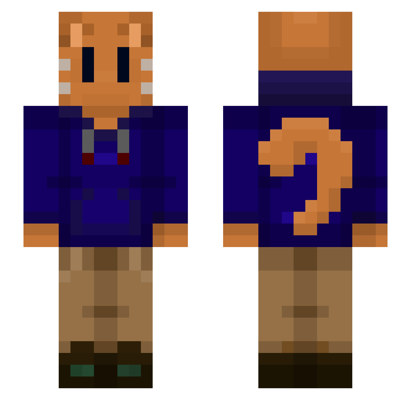 Ynyz Minecraft skin, front and back view