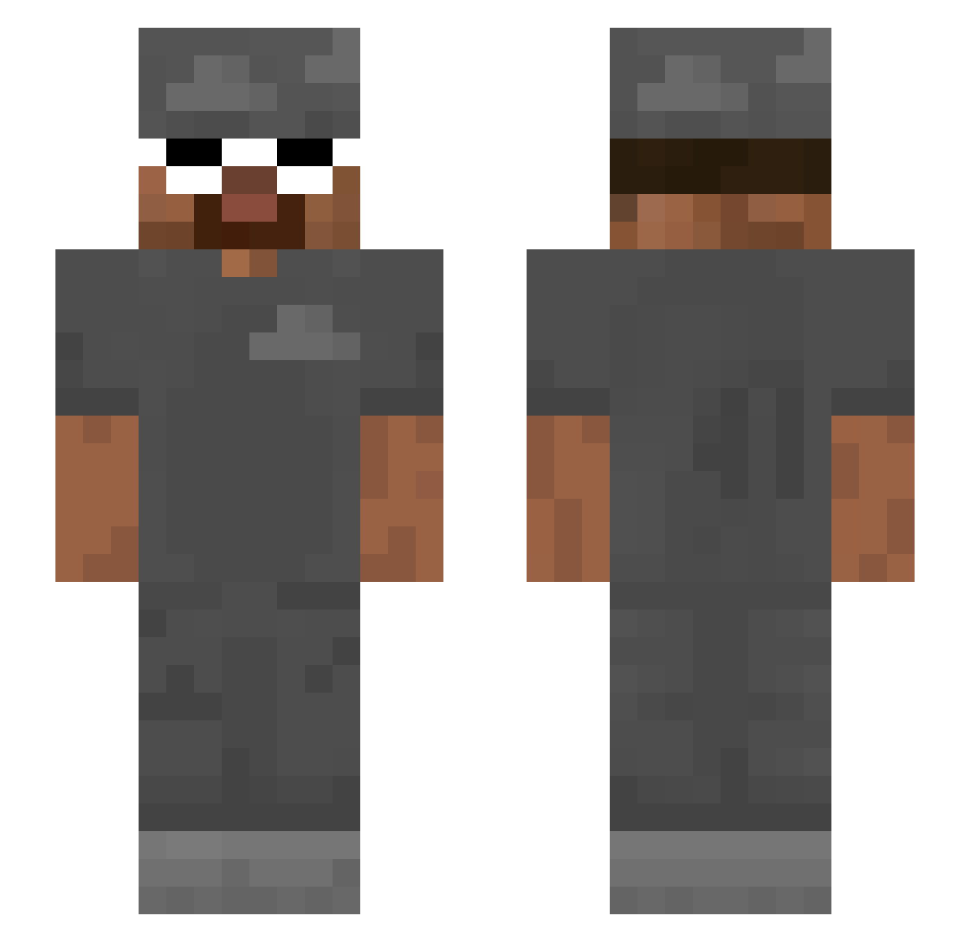 pective Minecraft skin, front and back view