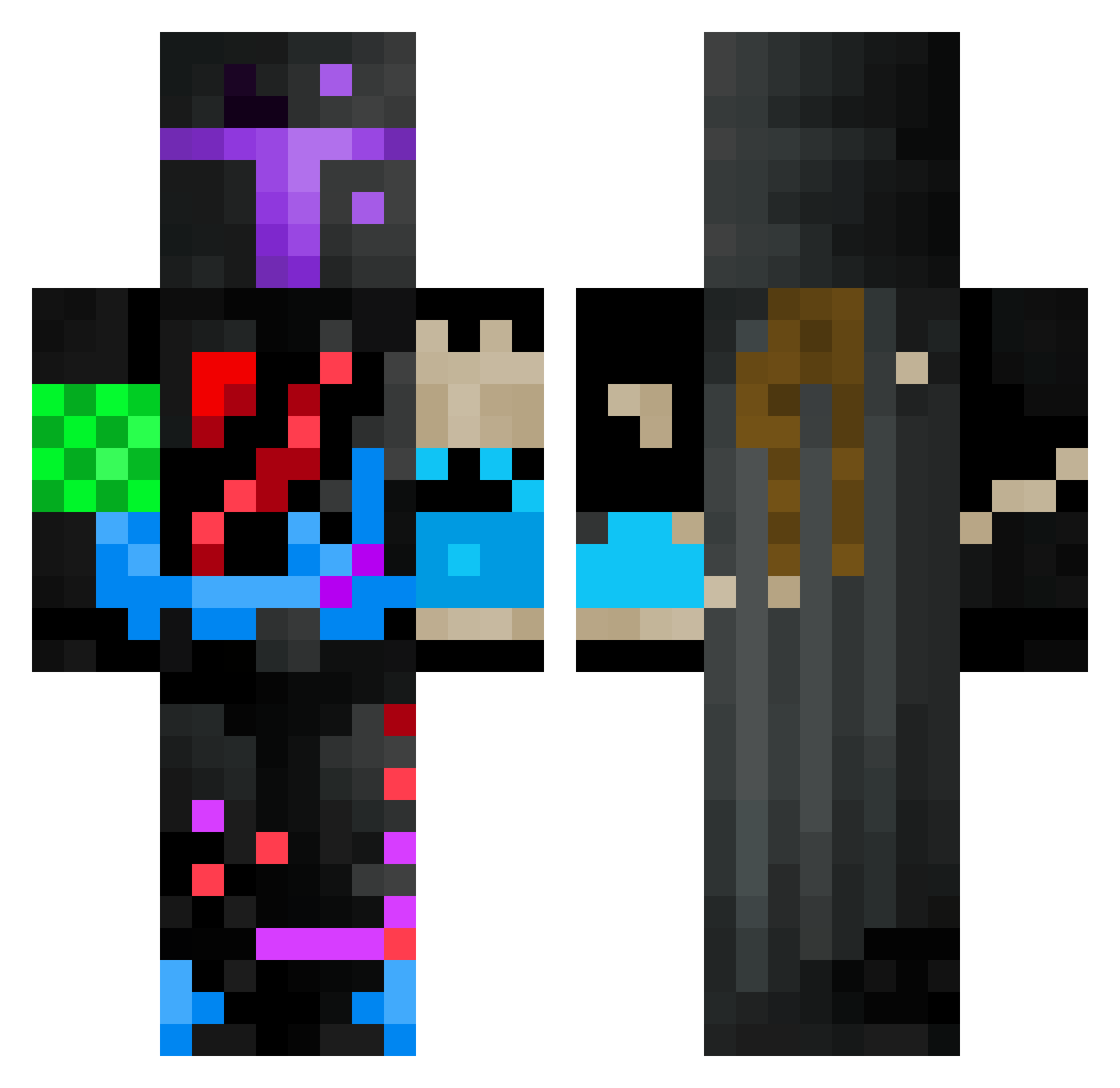Darth_Purple Minecraft skin, front and back view