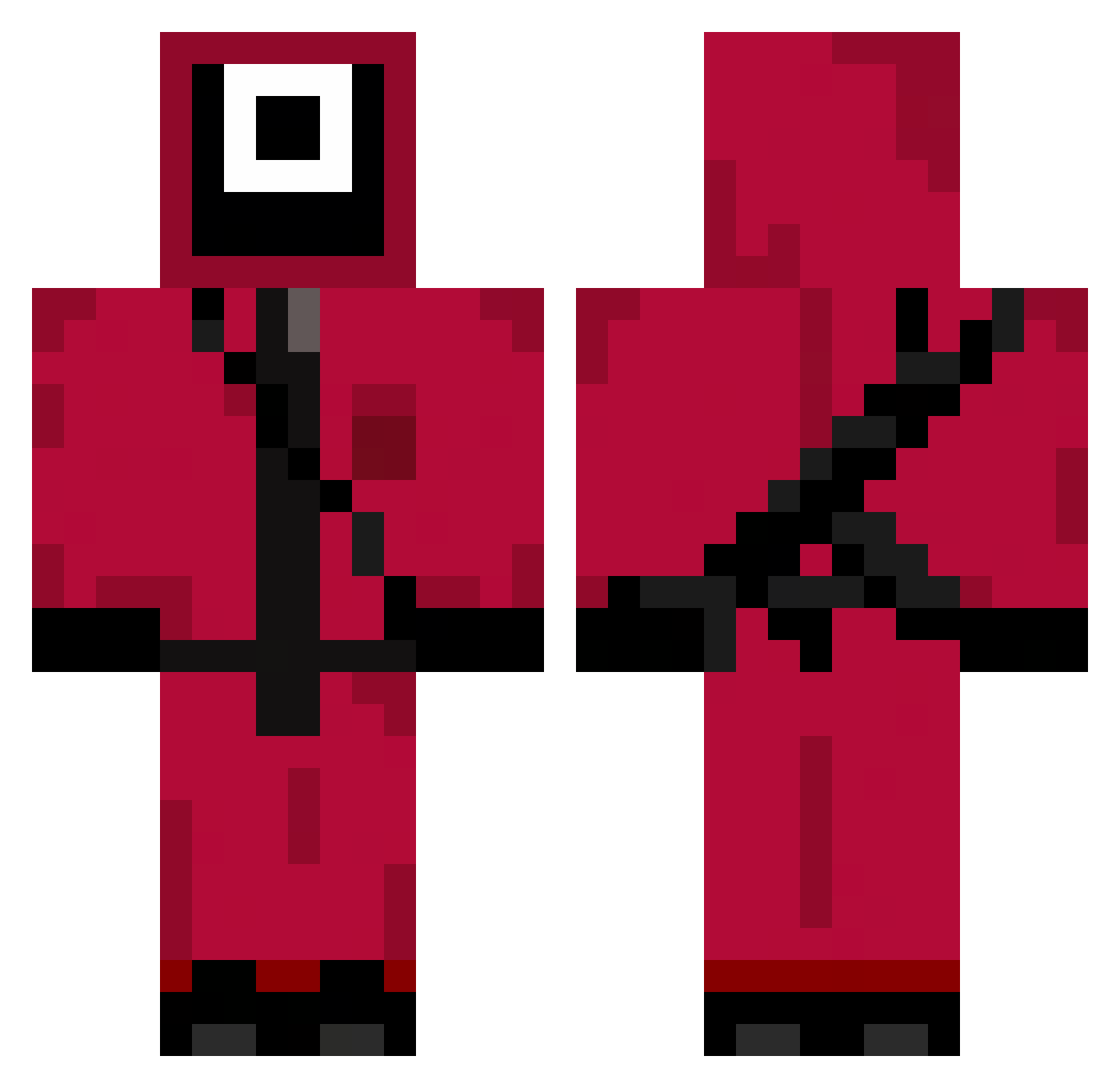 JustML Minecraft skin, front and back view