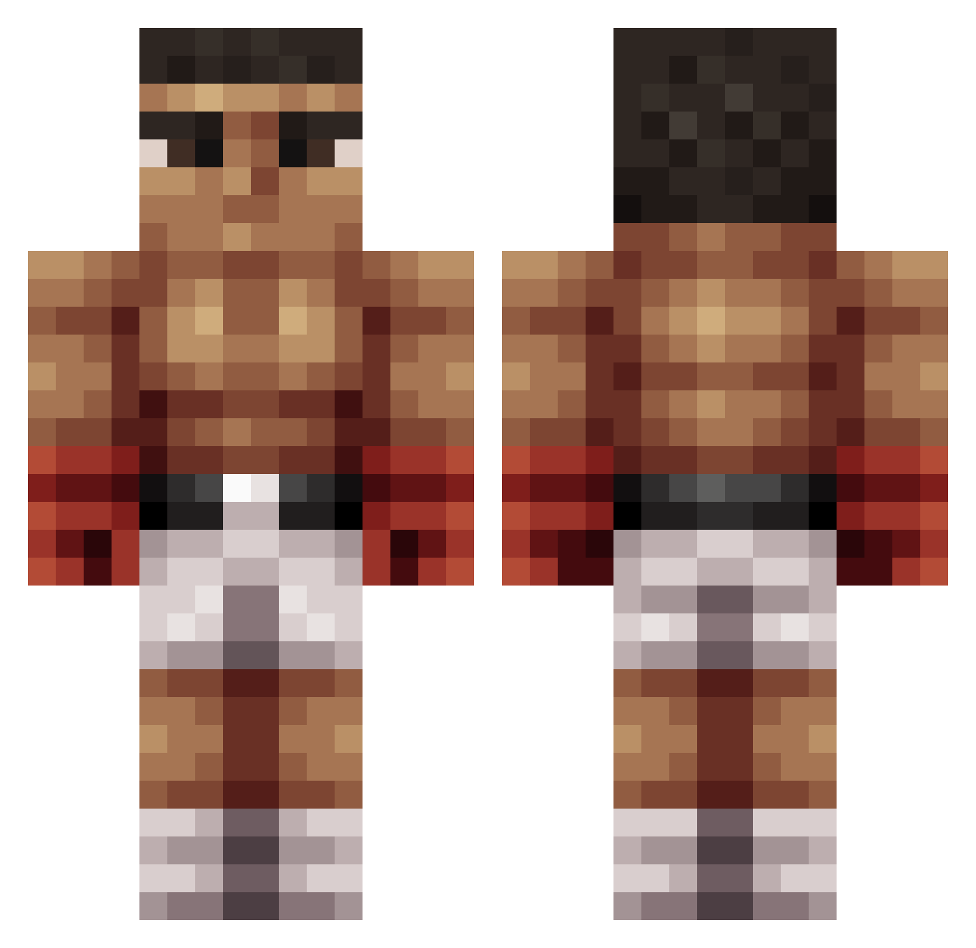 Pilegod Minecraft skin, front and back view
