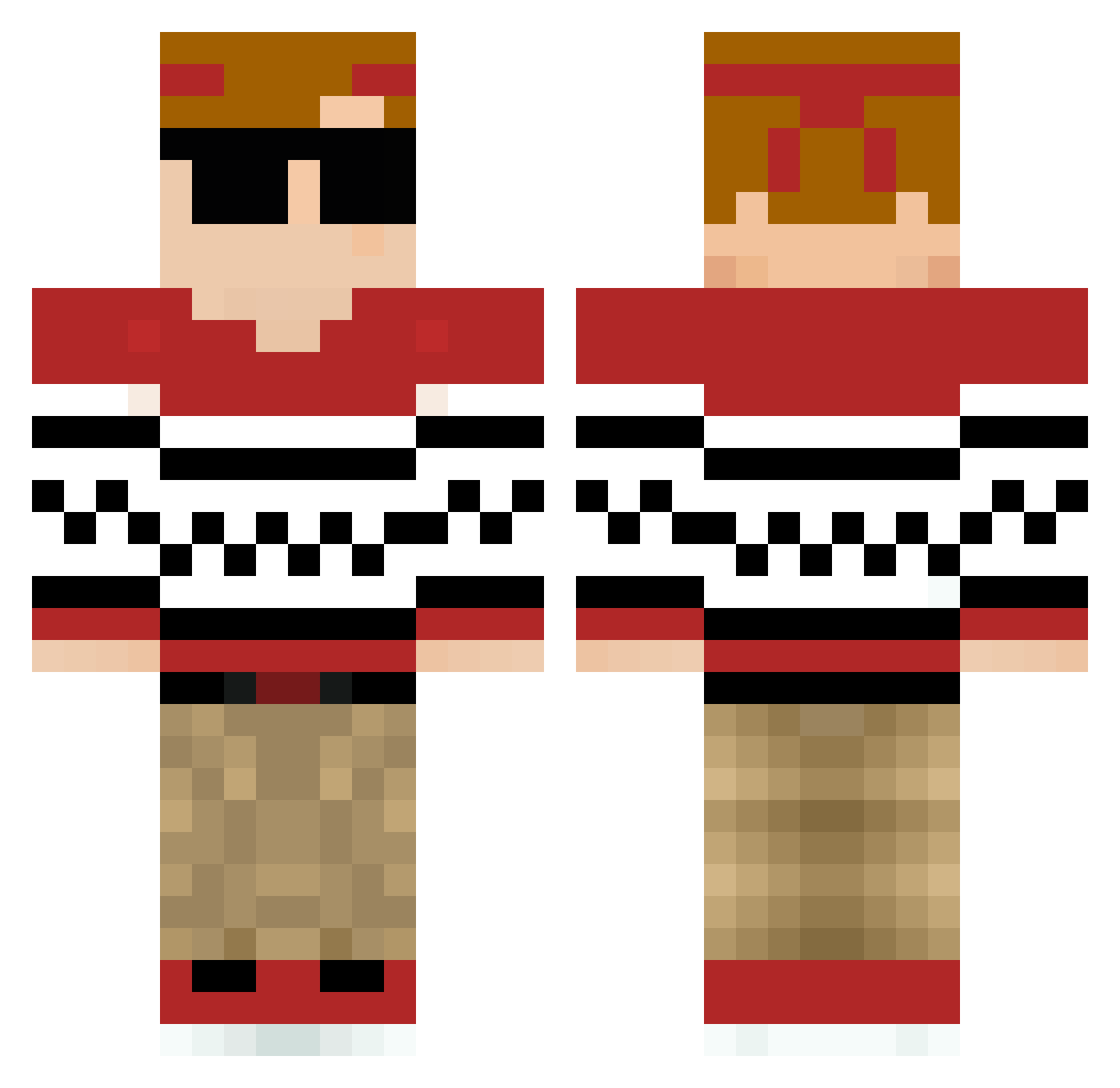 Residencia Minecraft skin, front and back view