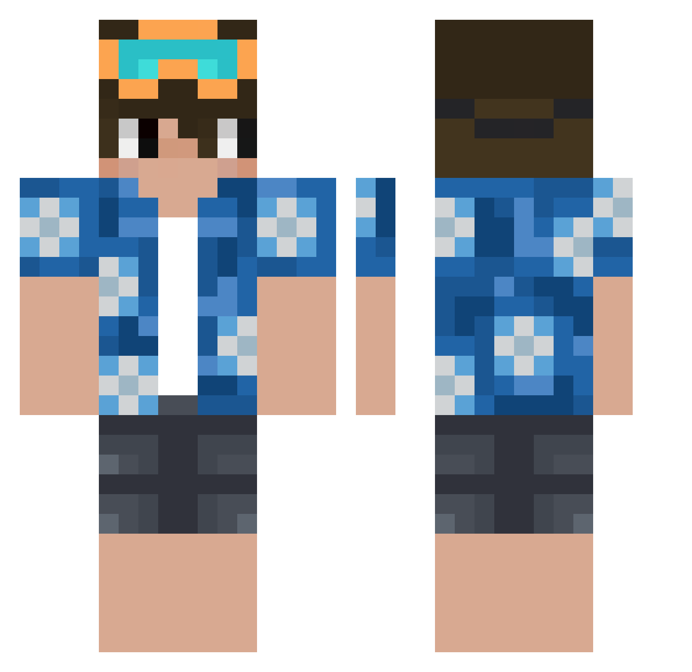 TheVestyy Minecraft skin, front and back view