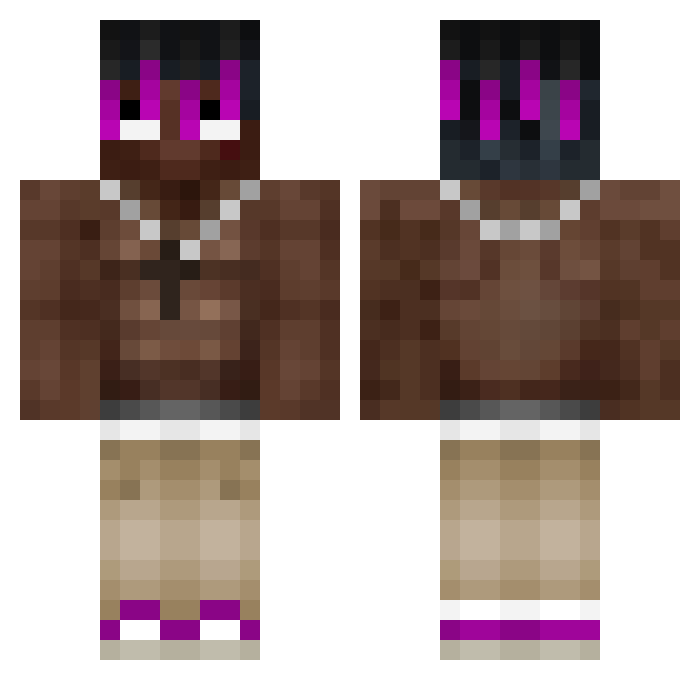 SplitPerc Minecraft skin, front and back view