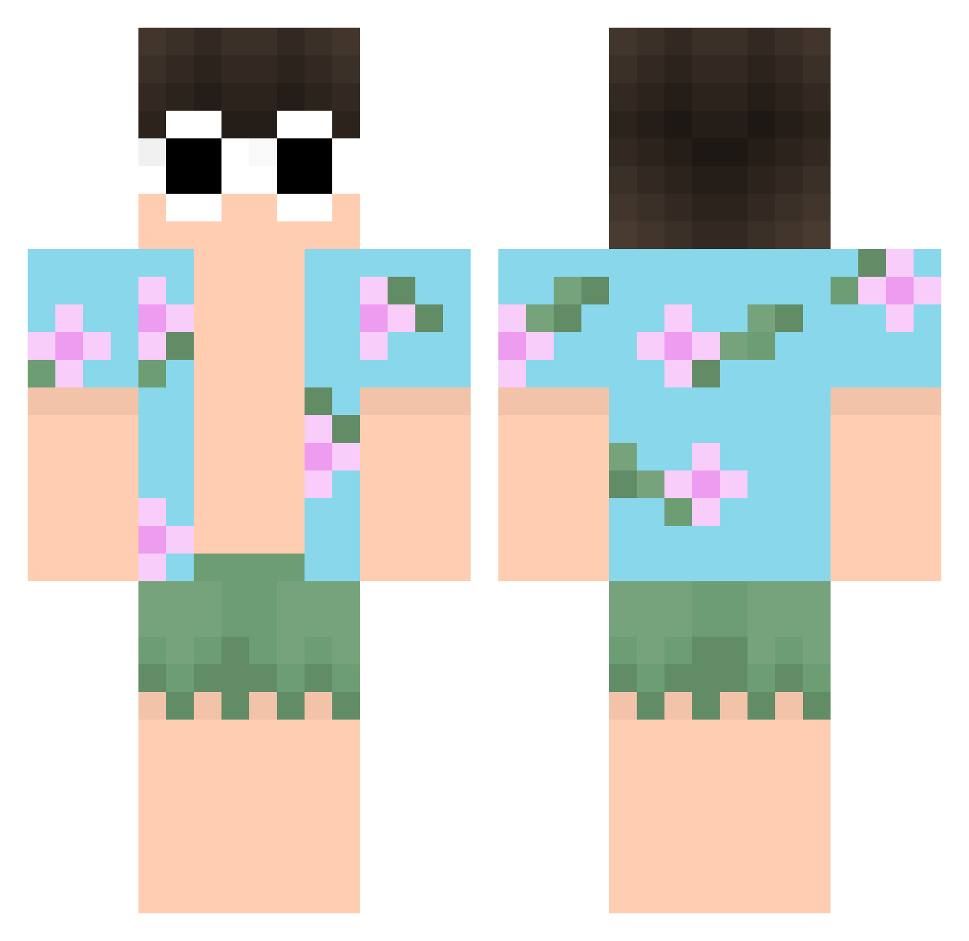 yukzindlc Minecraft skin, front and back view