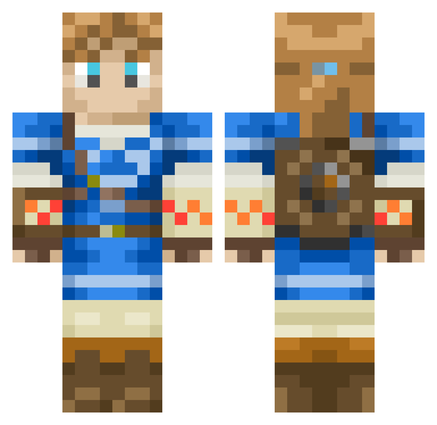MegaBigGains Minecraft skin, front and back view