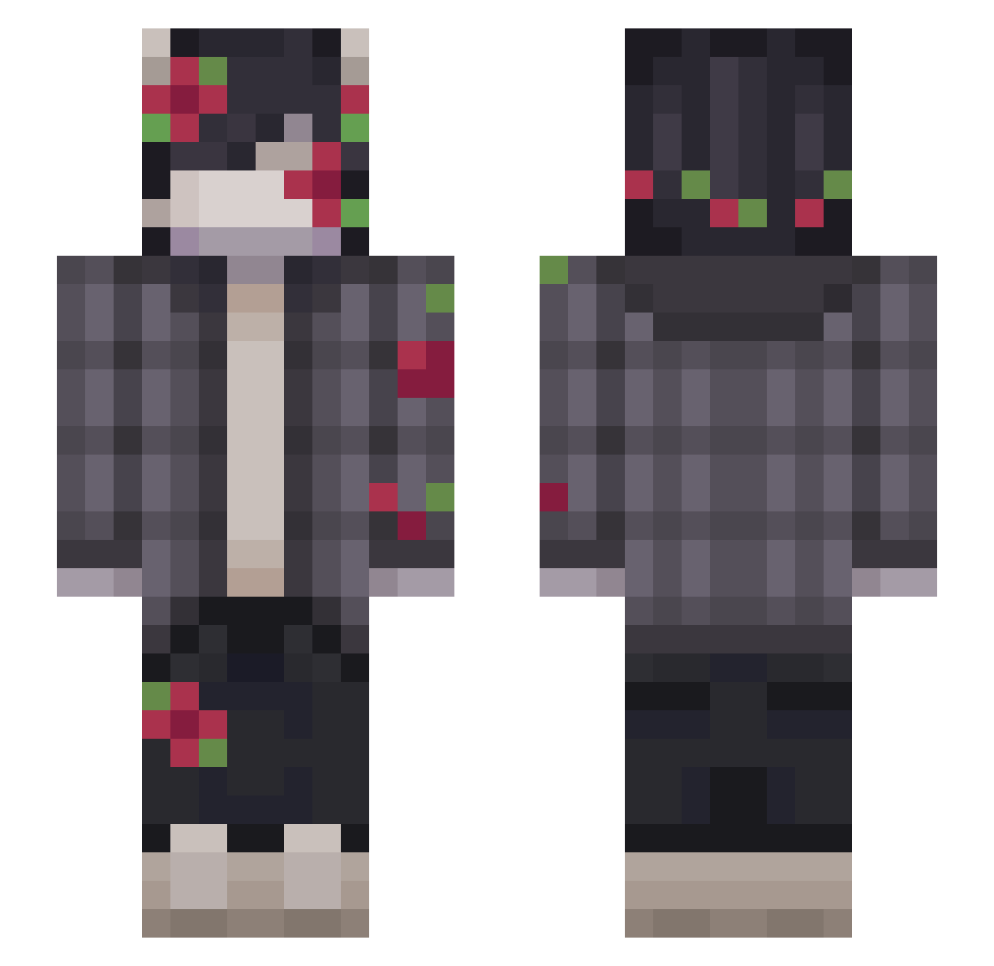 ostcr Minecraft skin, front and back view