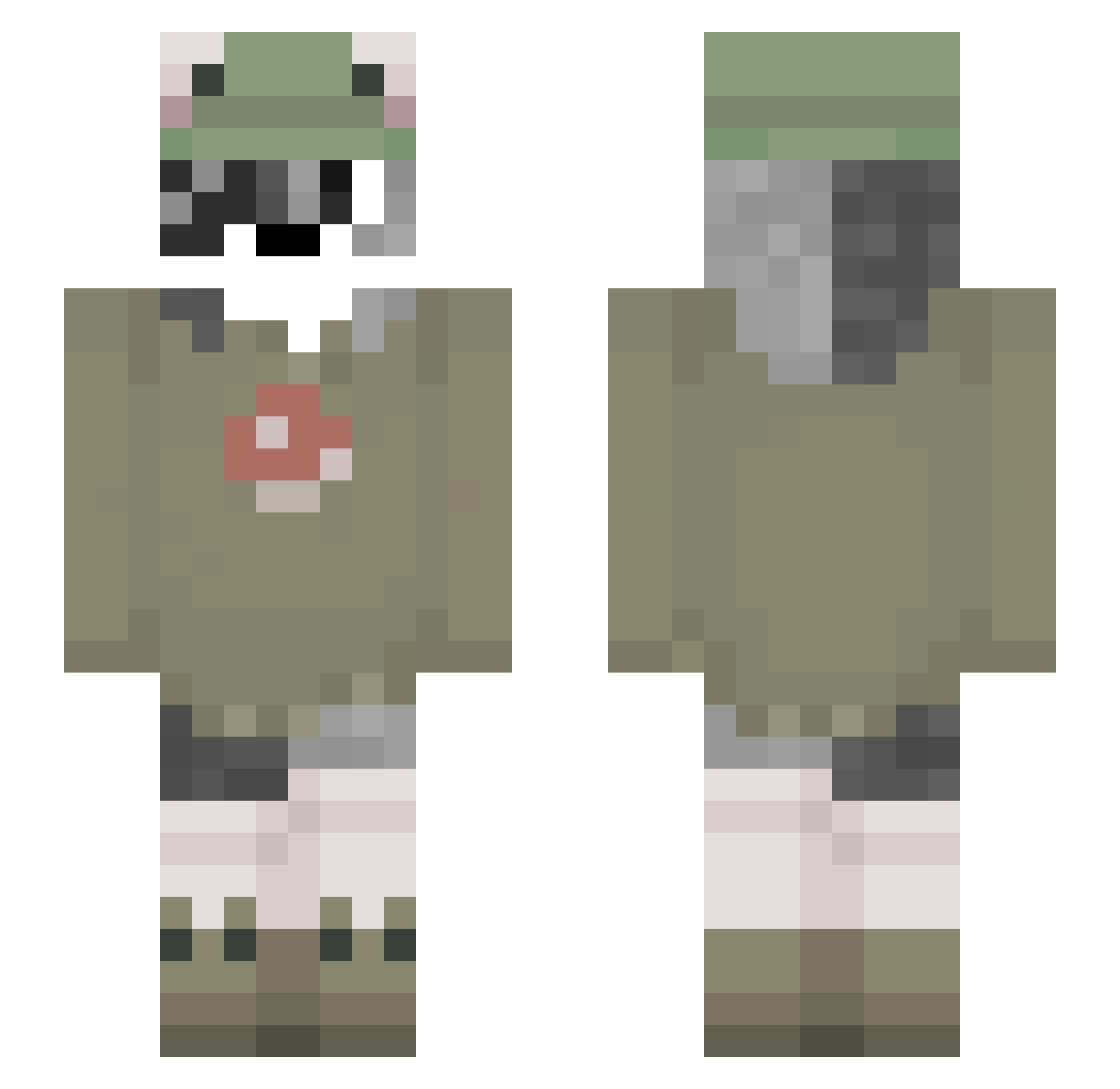 precisefox Minecraft skin, front and back view
