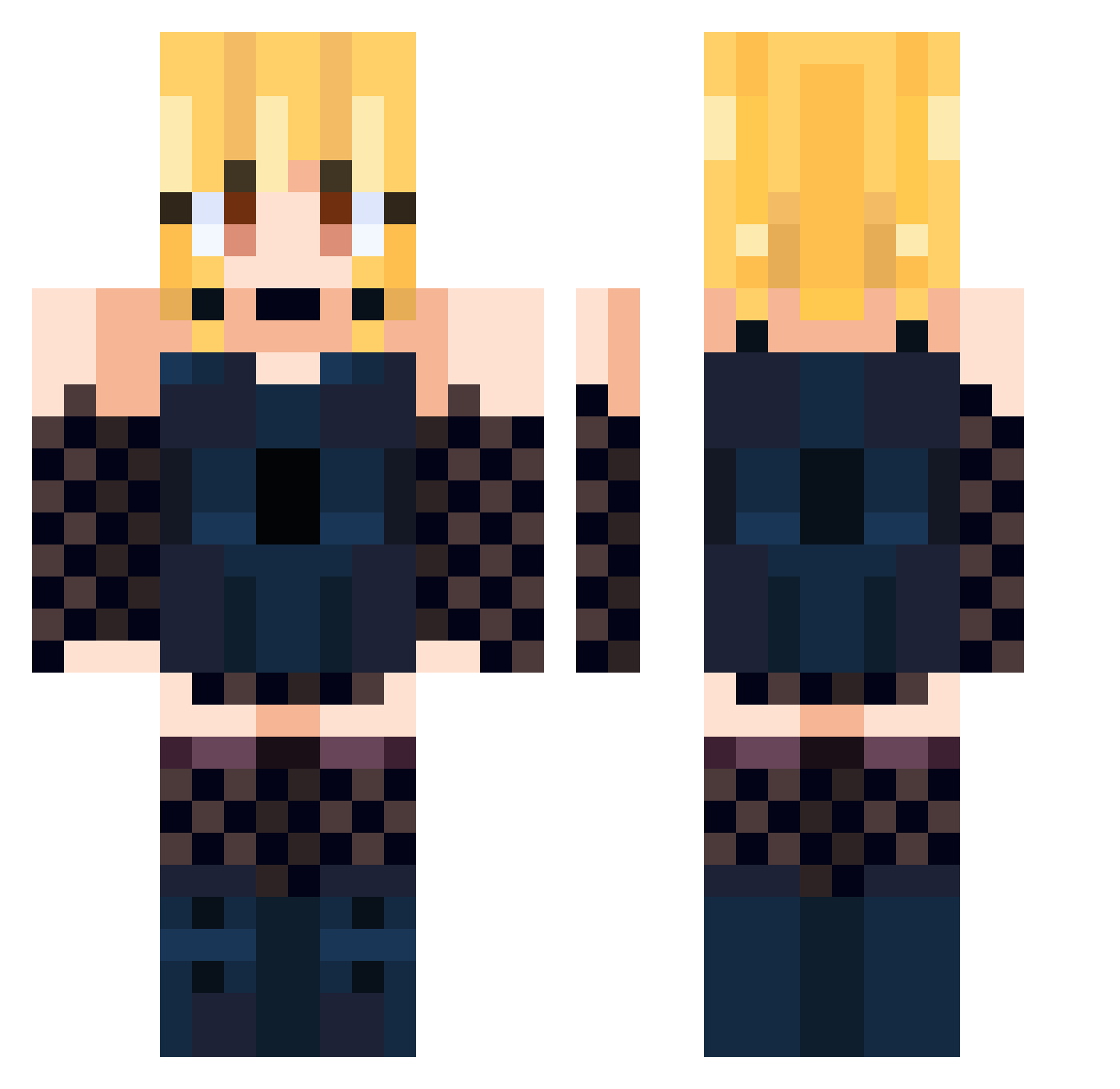 Pierrot_MC Minecraft skin, front and back view