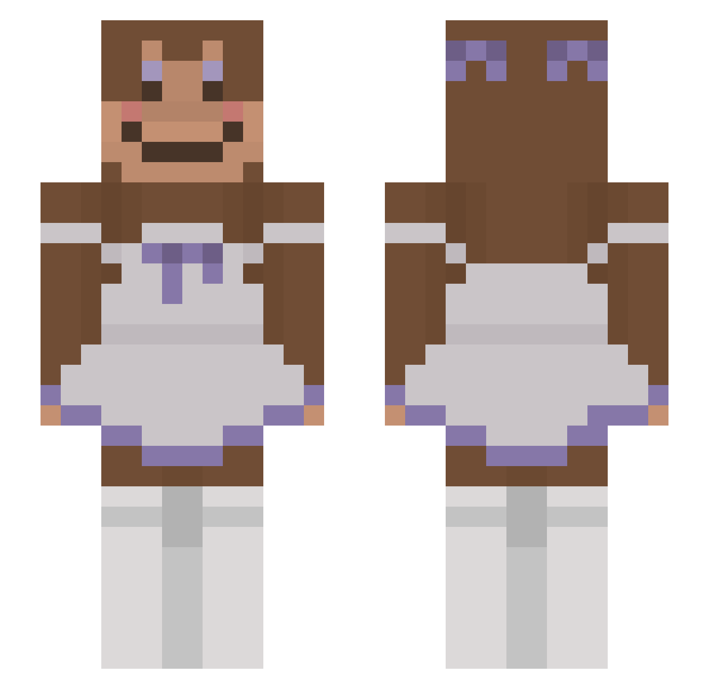 Spippity Minecraft skin, front and back view