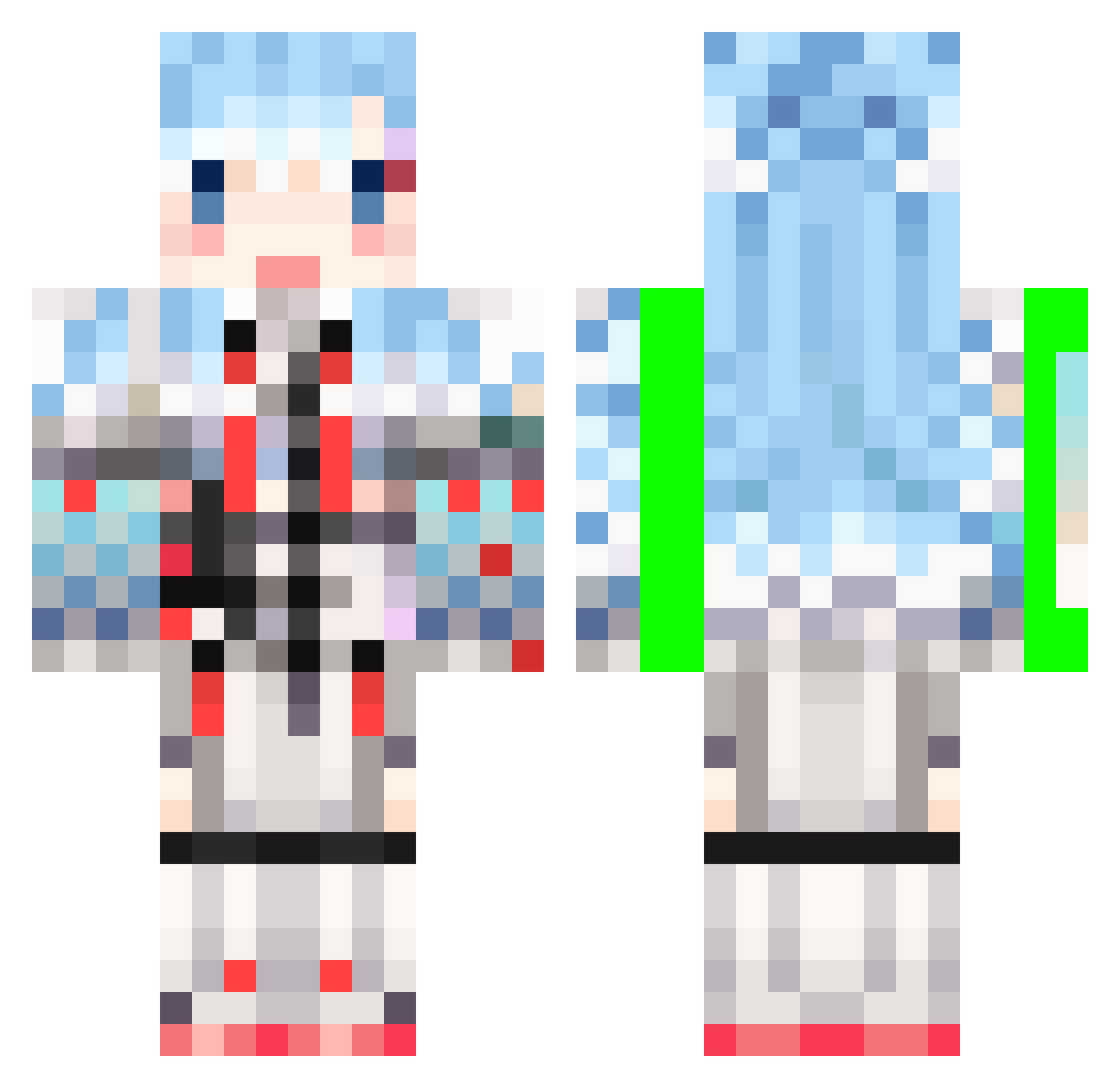 sounnn Minecraft skin, front and back view