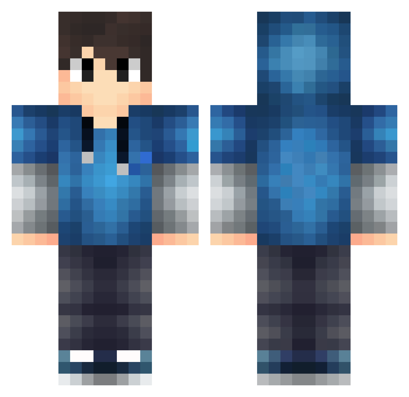 HydroxWolf Minecraft skin, front and back view