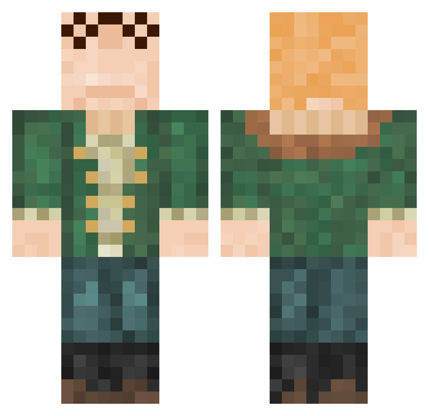 TheMightyMorgan Minecraft skin, front and back view