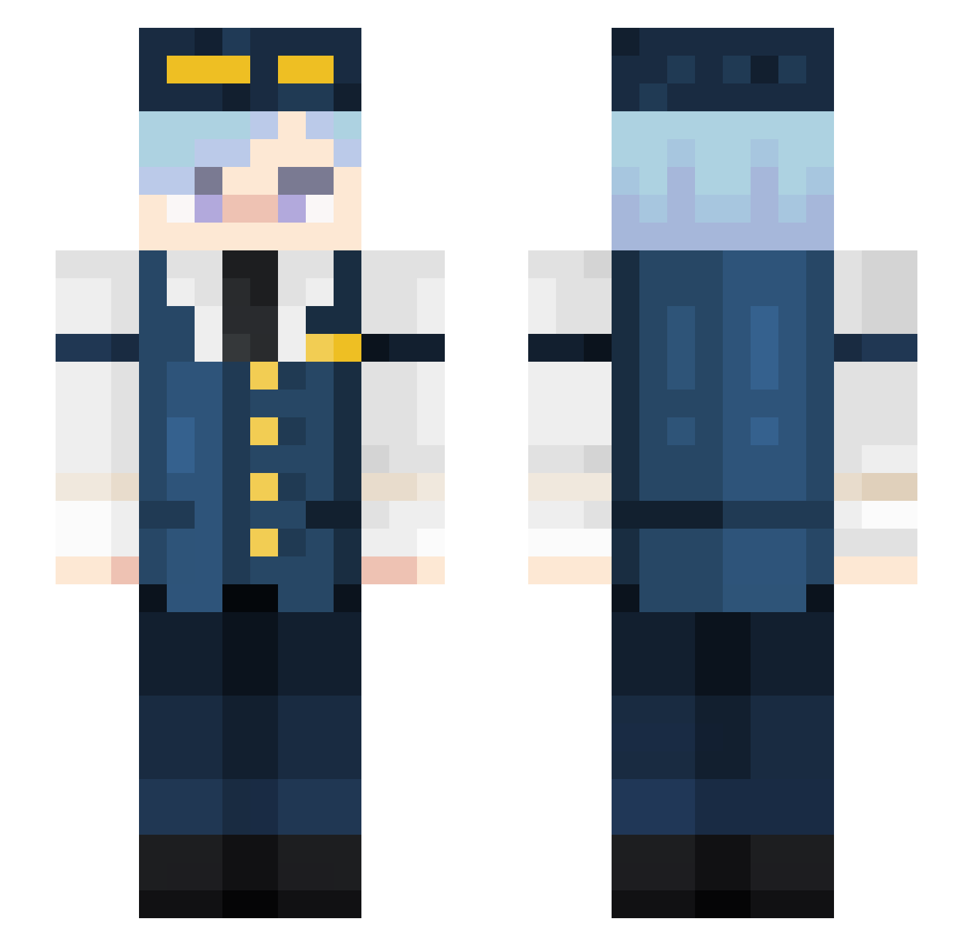 BreadonTheShelf Minecraft skin, front and back view