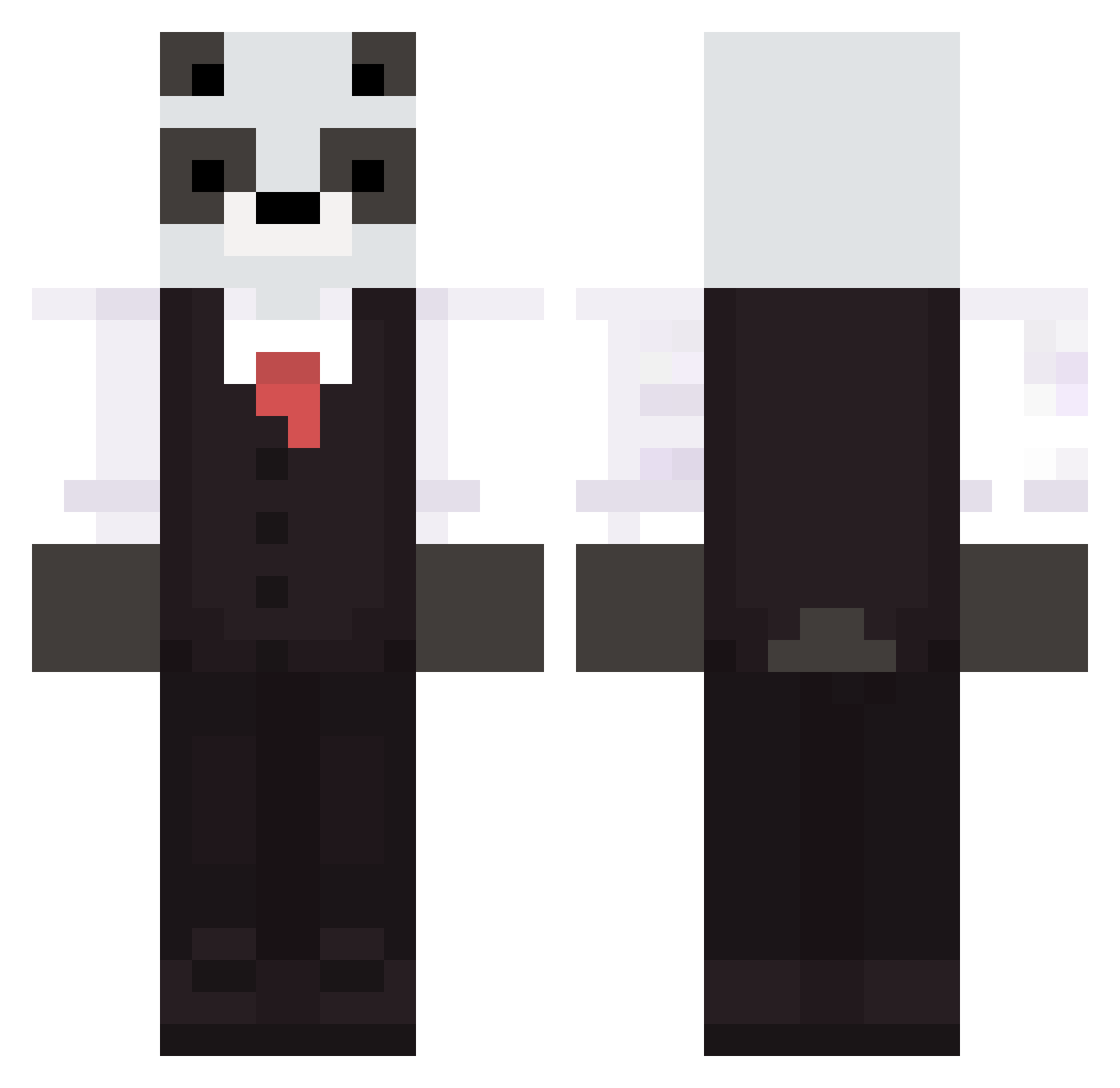 Whesty Minecraft skin, front and back view