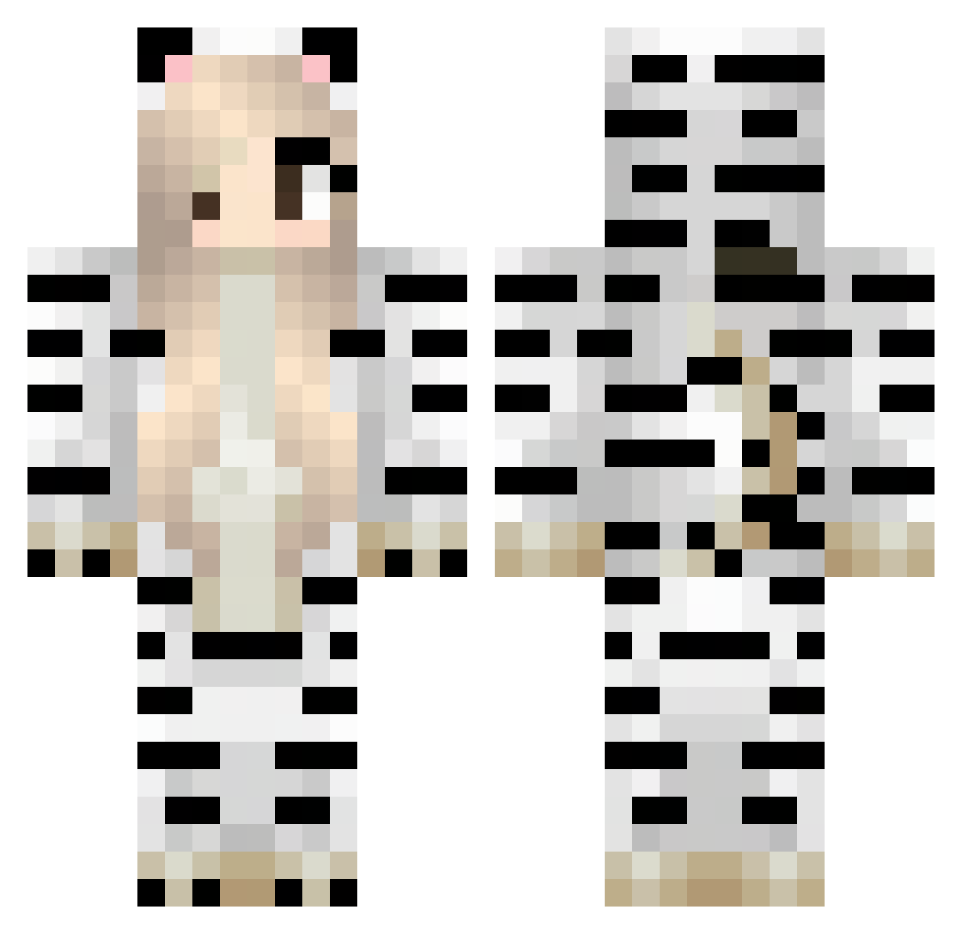 KitPvP Minecraft skin, front and back view