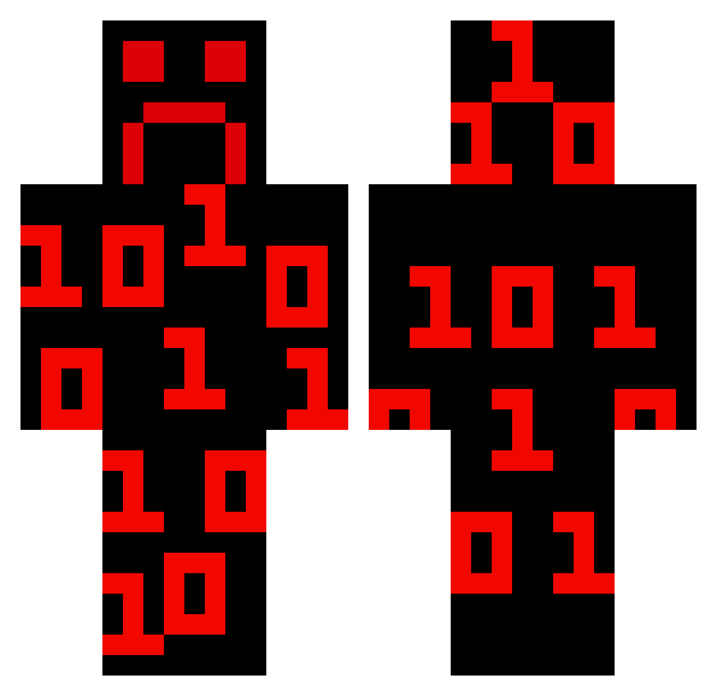 BinaryGuy2234 Minecraft skin, front and back view
