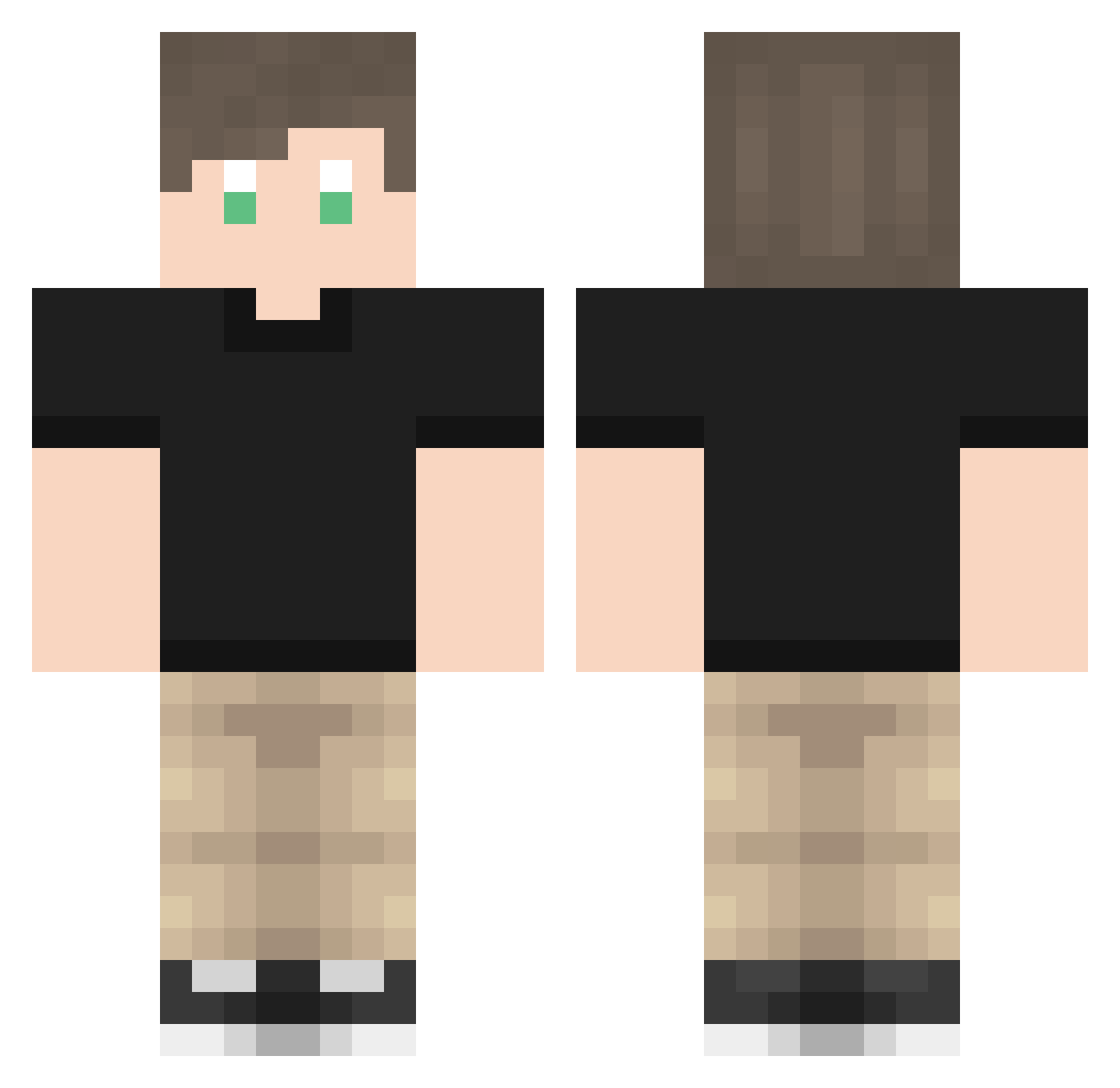 StripeyYT Minecraft skin, front and back view