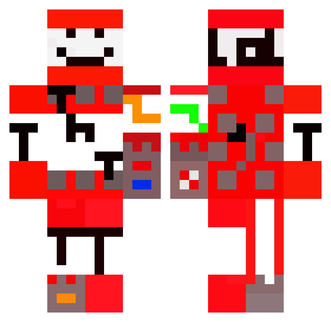 CMitts Minecraft skin, front and back view