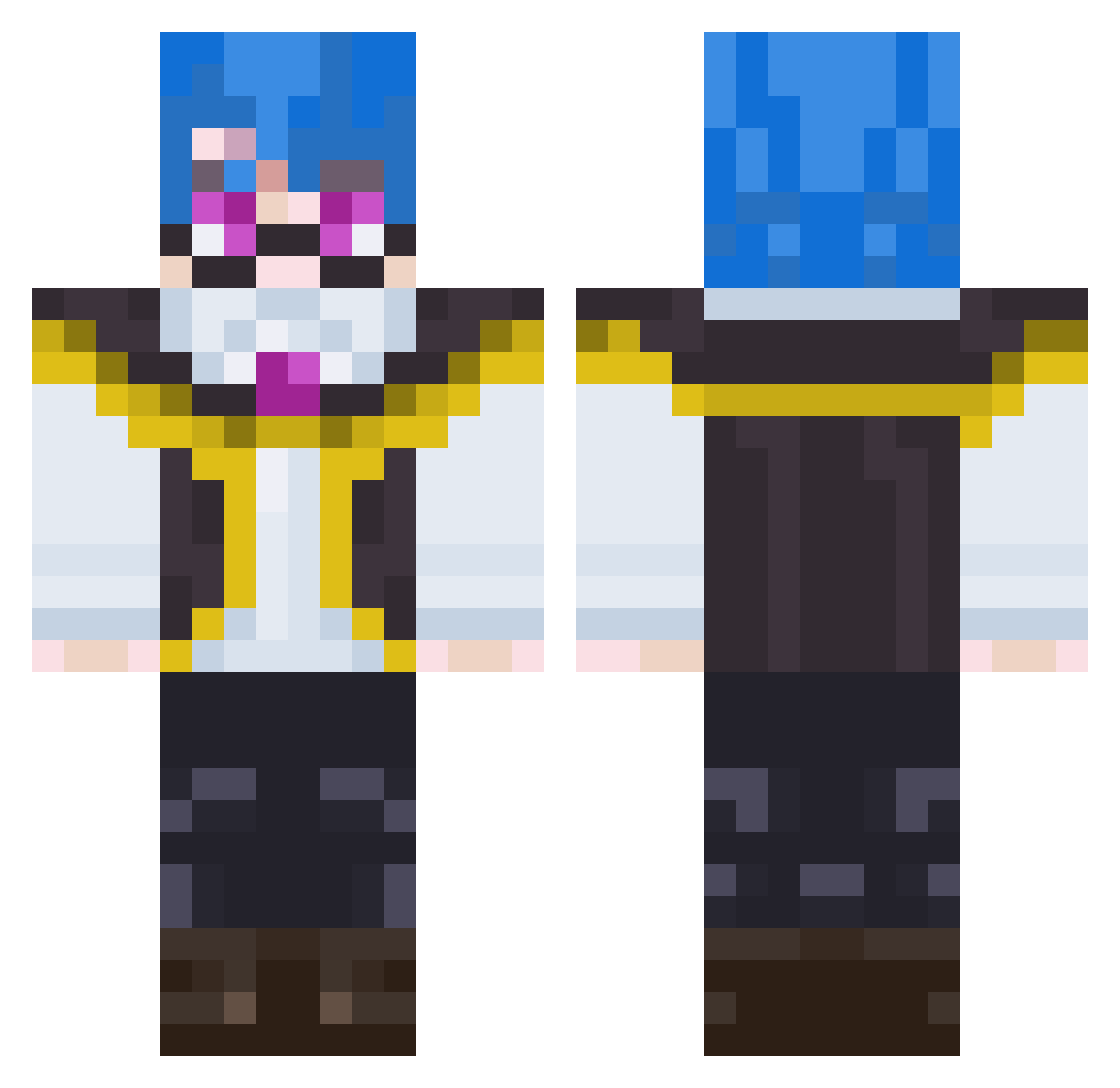 Chago_vt Minecraft skin, front and back view