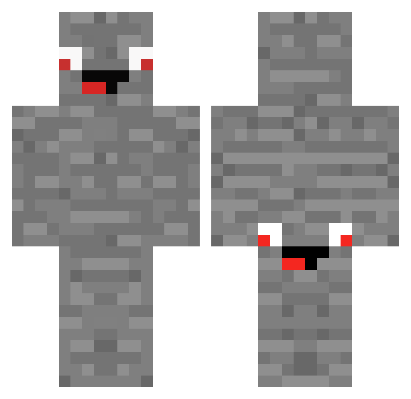 CCReal Minecraft skin, front and back view