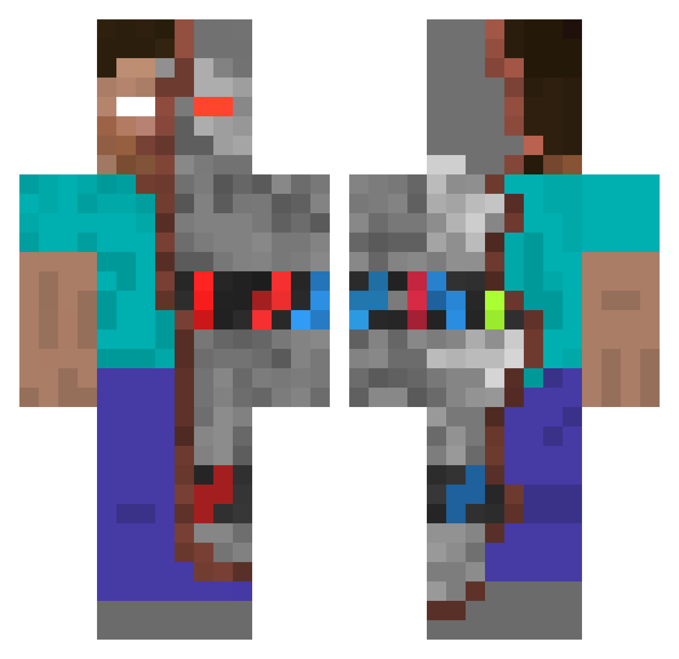 Mechtical Minecraft skin, front and back view