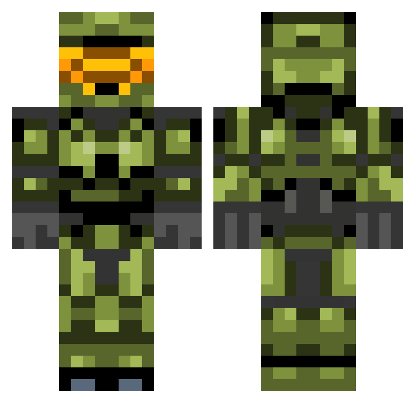 Trimorphic Minecraft skin, front and back view