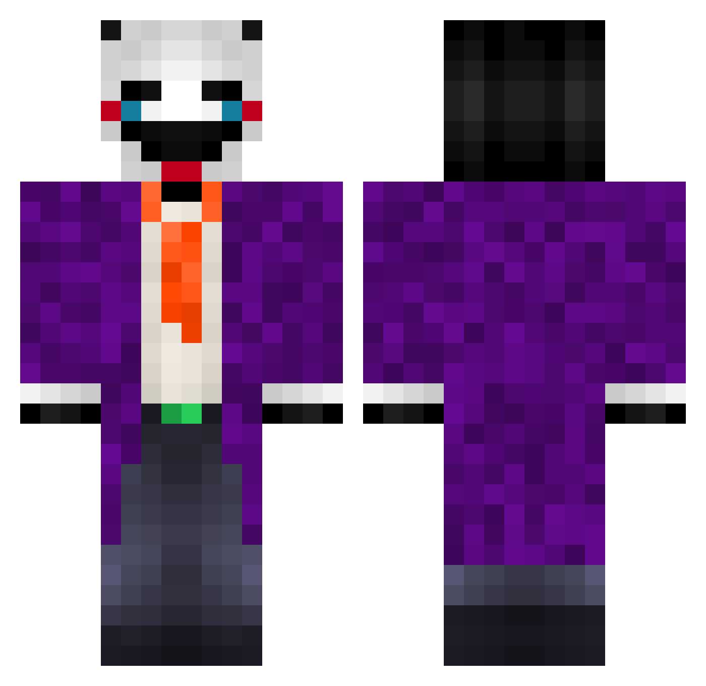 Ixidz Minecraft skin, front and back view