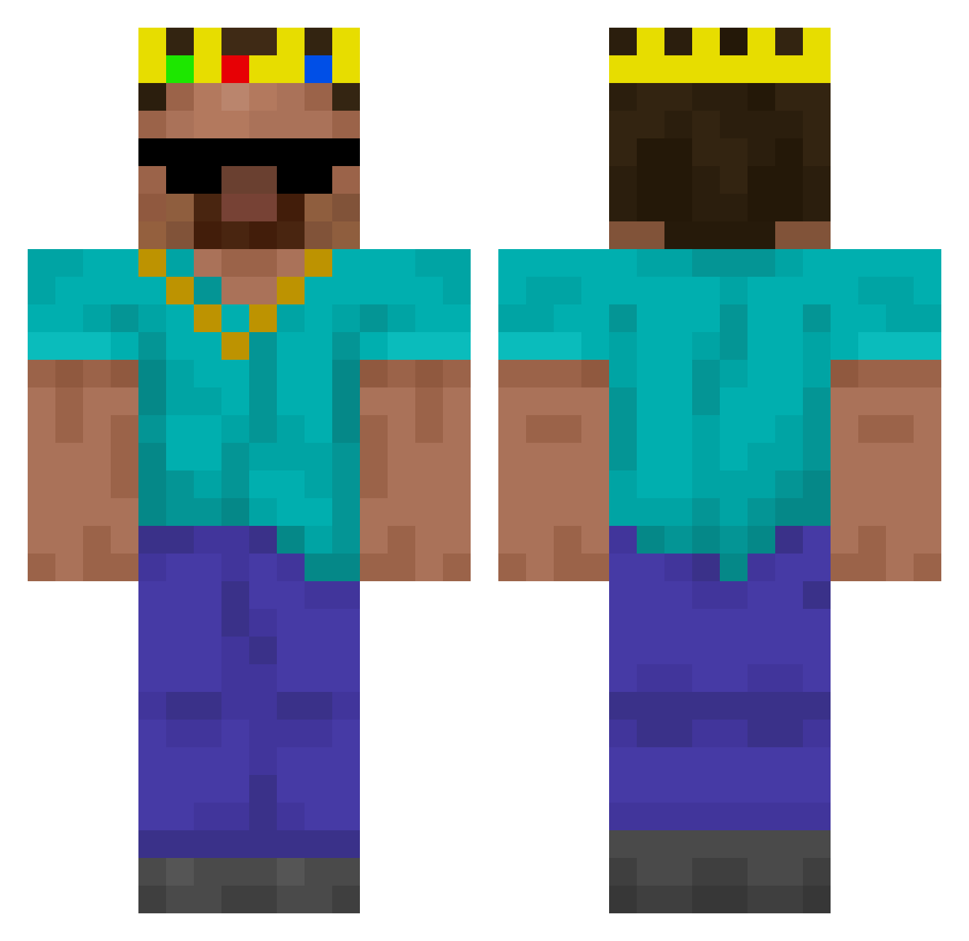 Ripplified Minecraft skin, front and back view