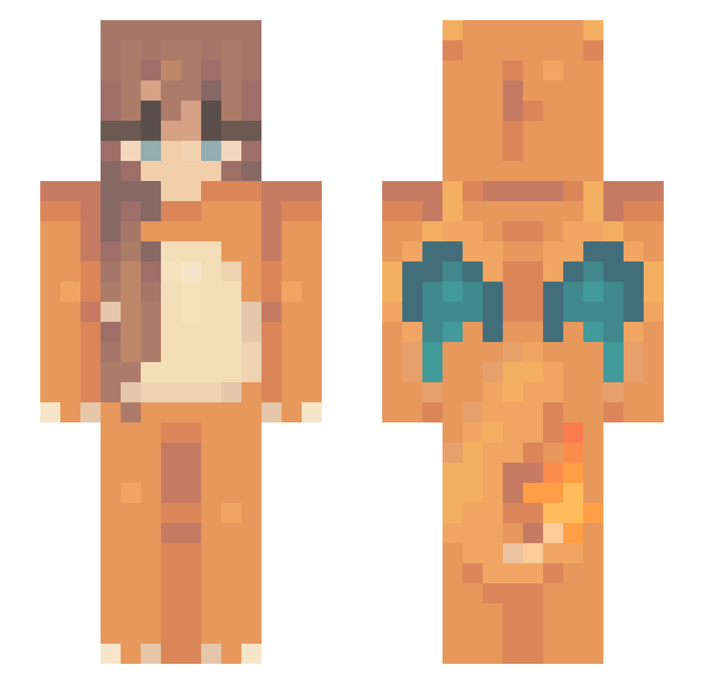 Furrymoonie Minecraft skin, front and back view