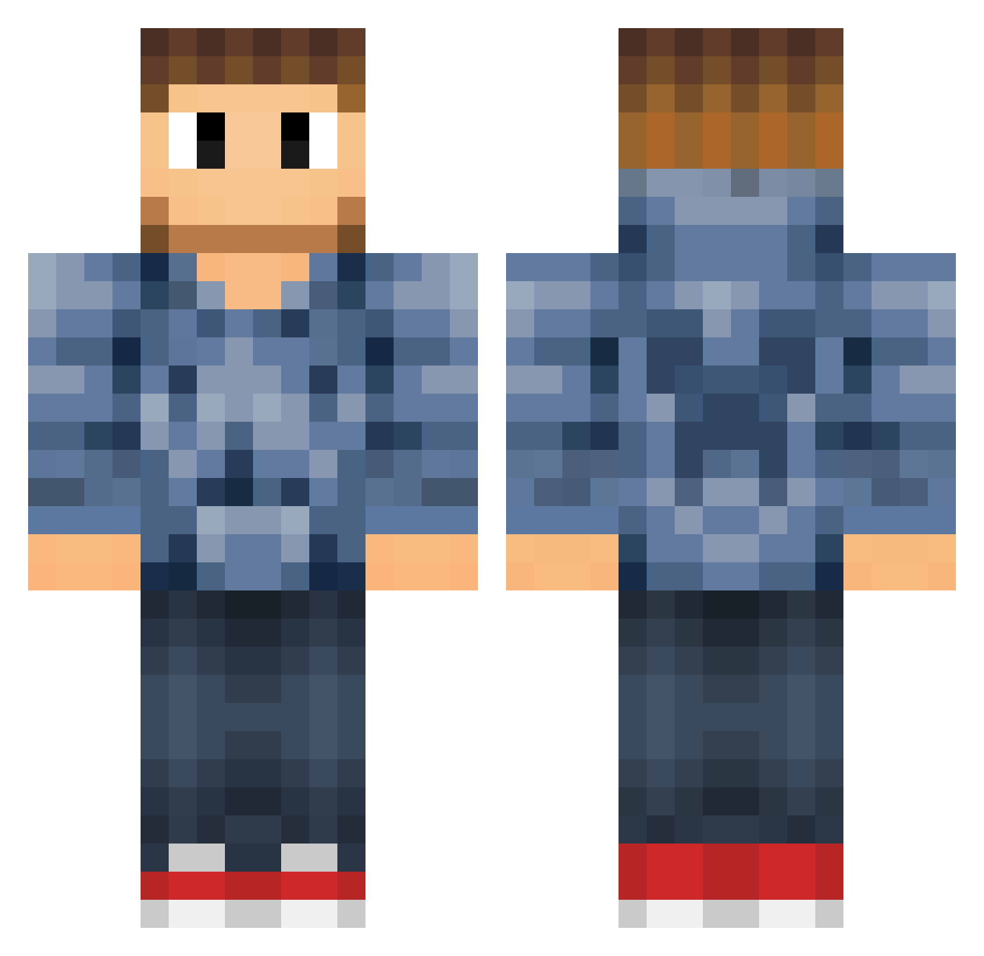techboy04 Minecraft skin, front and back view