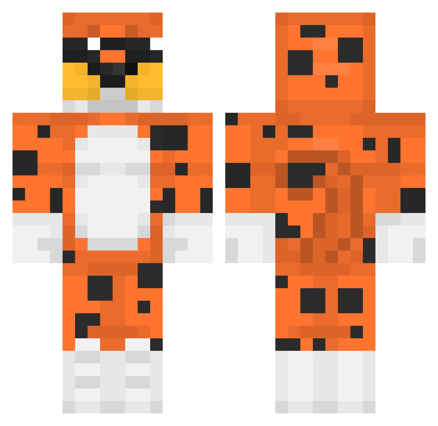 Quesdoc Minecraft skin, front and back view
