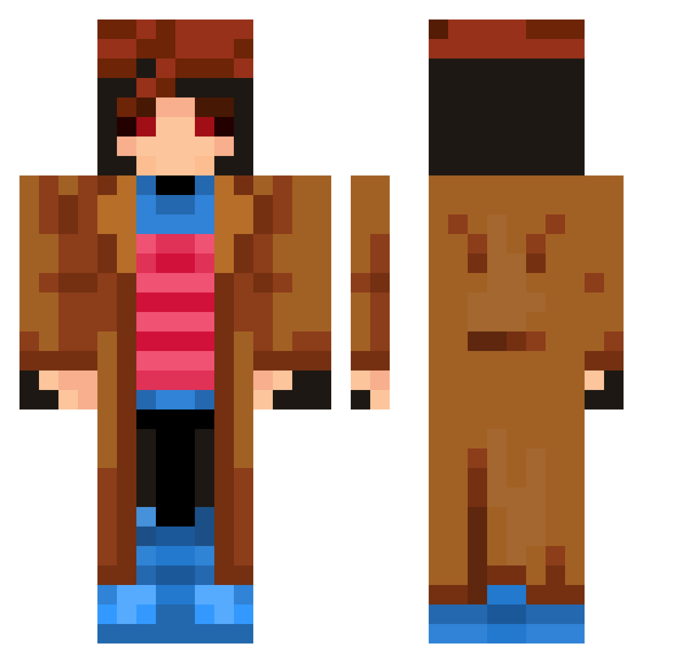 GAMB2T Minecraft skin, front and back view