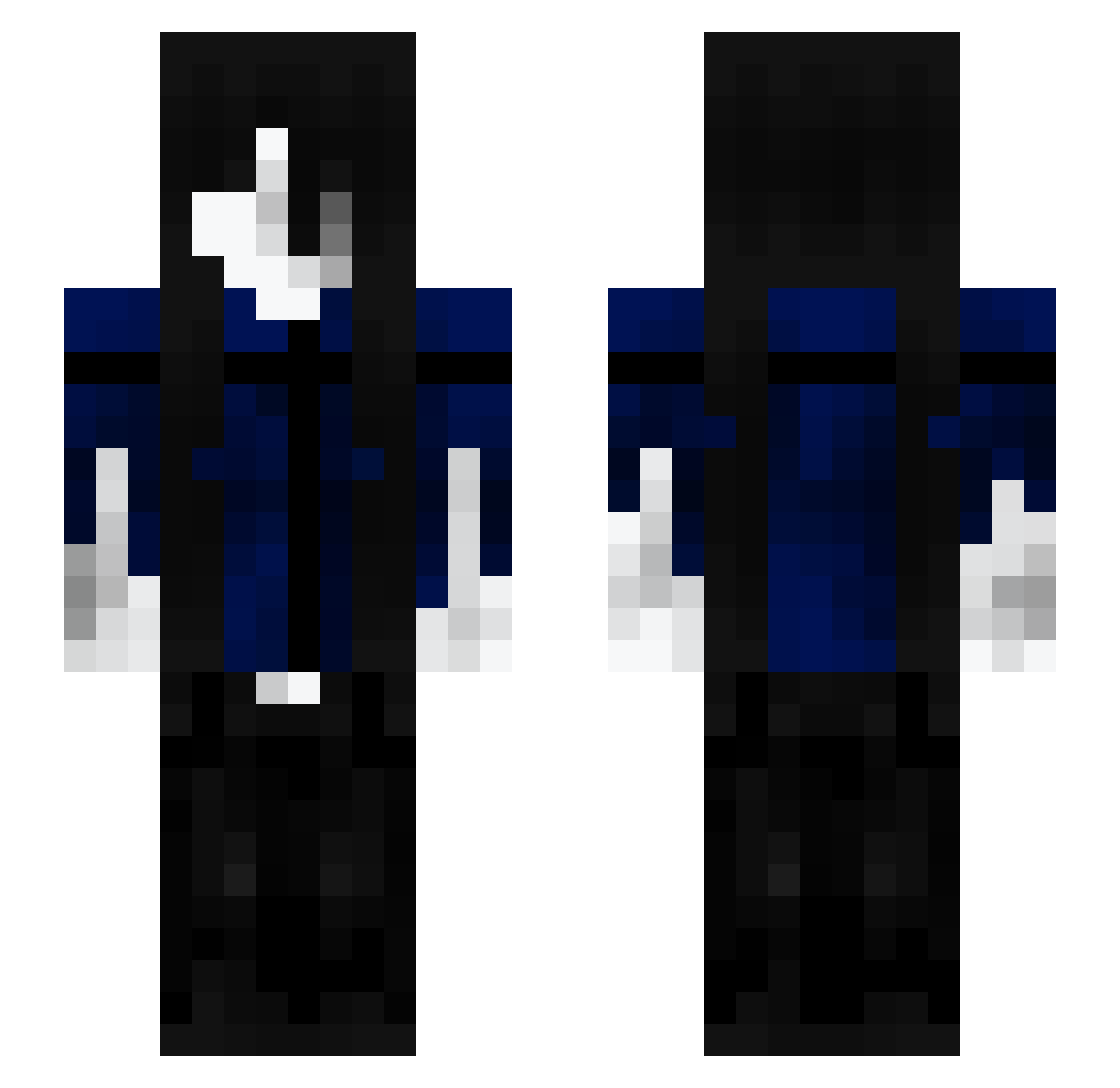 Racoonik Minecraft skin, front and back view