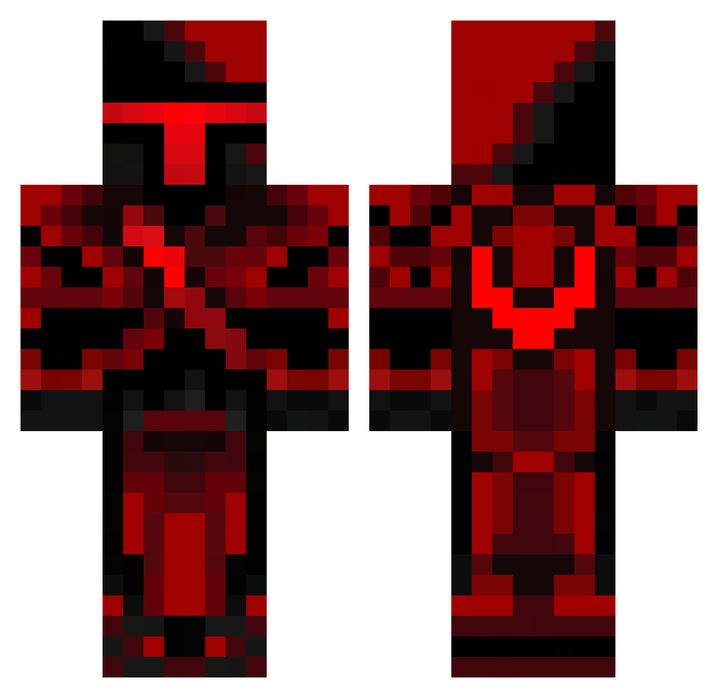 VortexKnightX Minecraft skin, front and back view