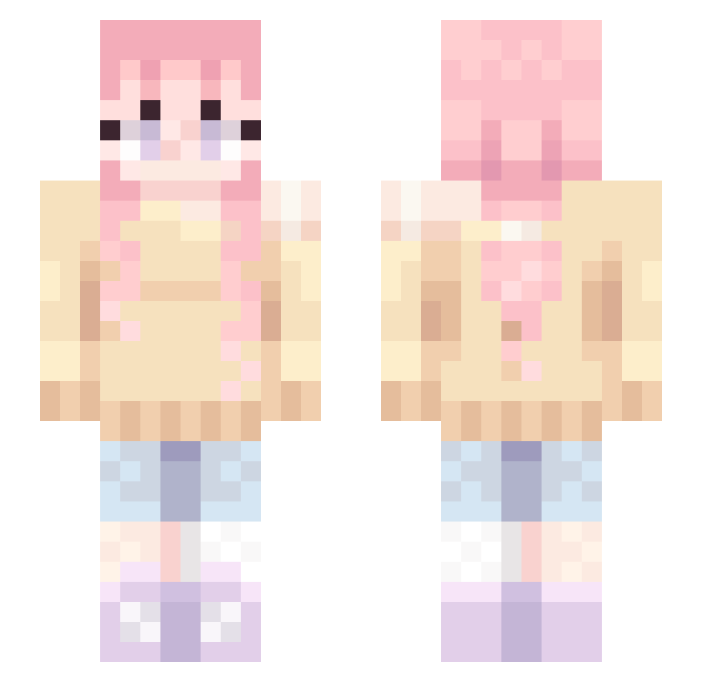 PurliMint Minecraft skin, front and back view