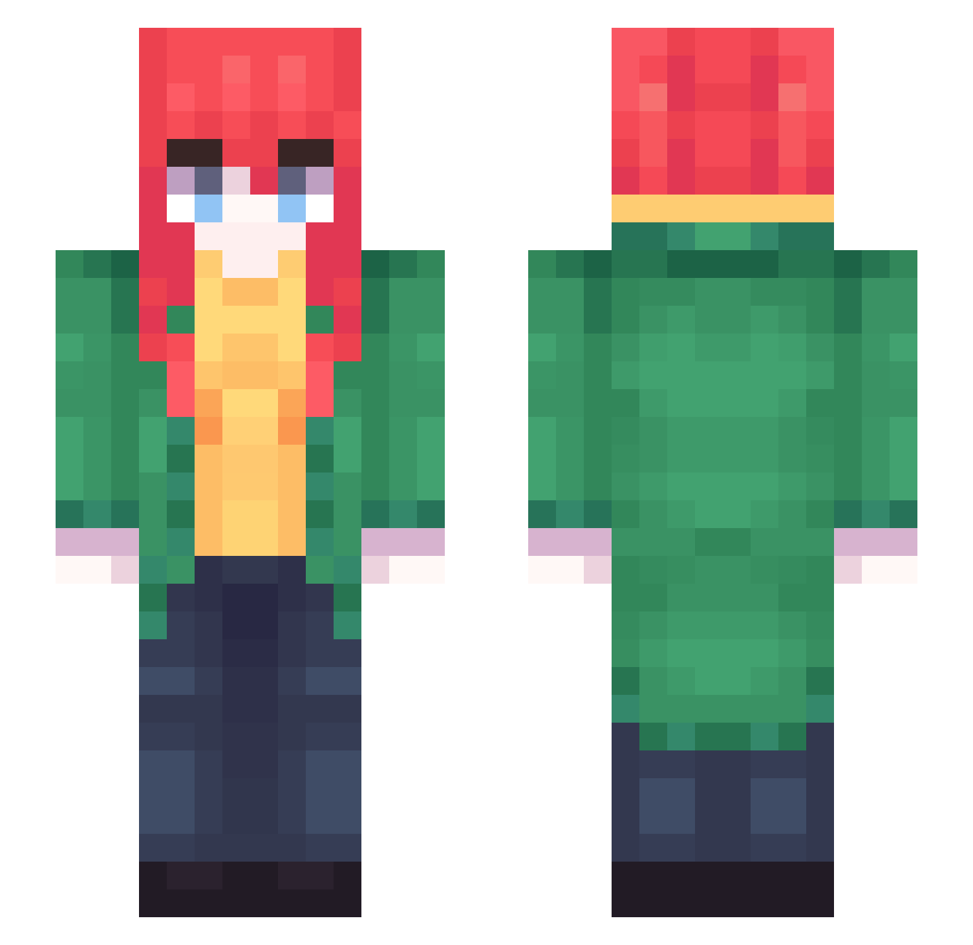 Crackper Minecraft skin, front and back view