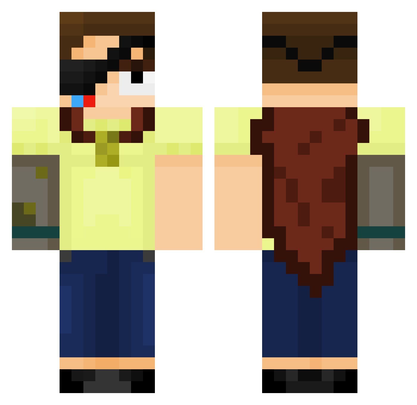 TicTacTomm Minecraft skin, front and back view