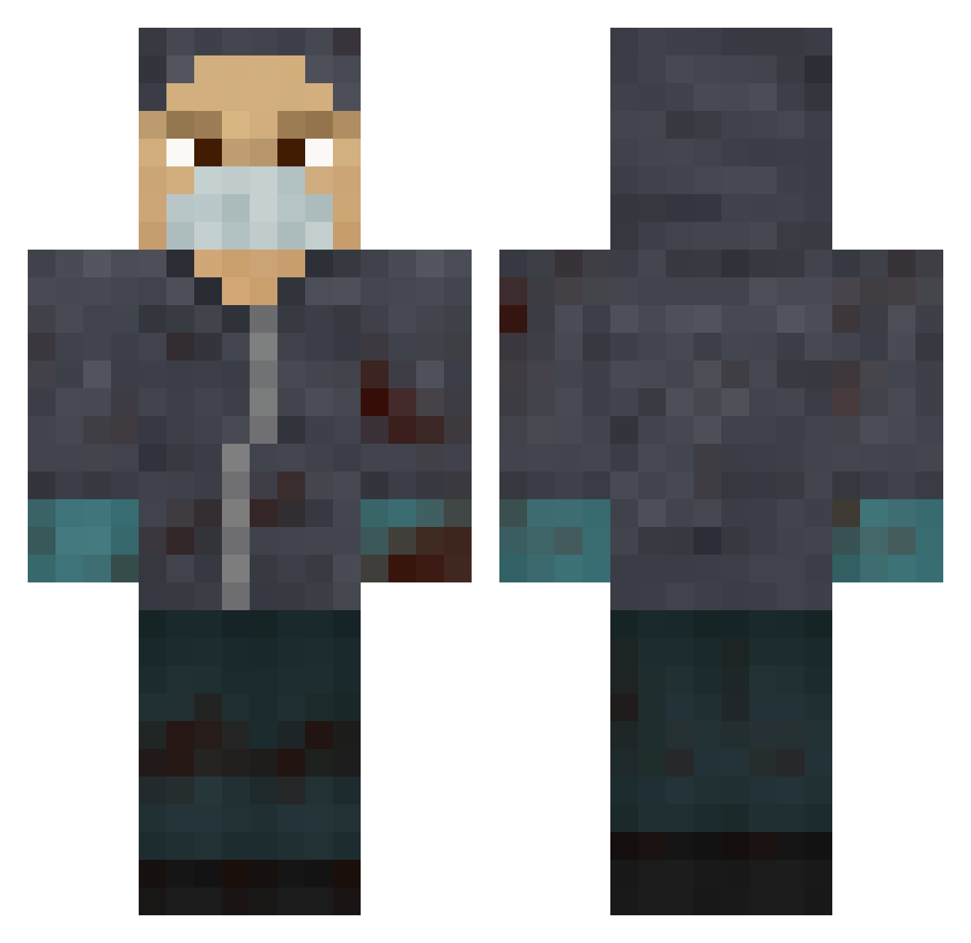 Crustylmoa Minecraft skin, front and back view