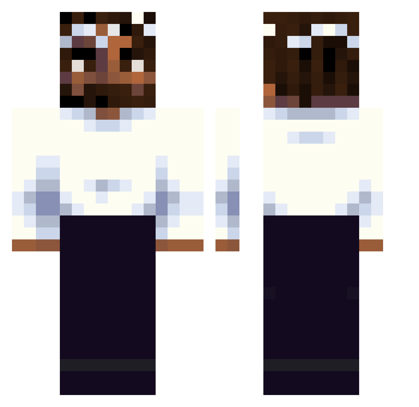 trashpew Minecraft skin, front and back view