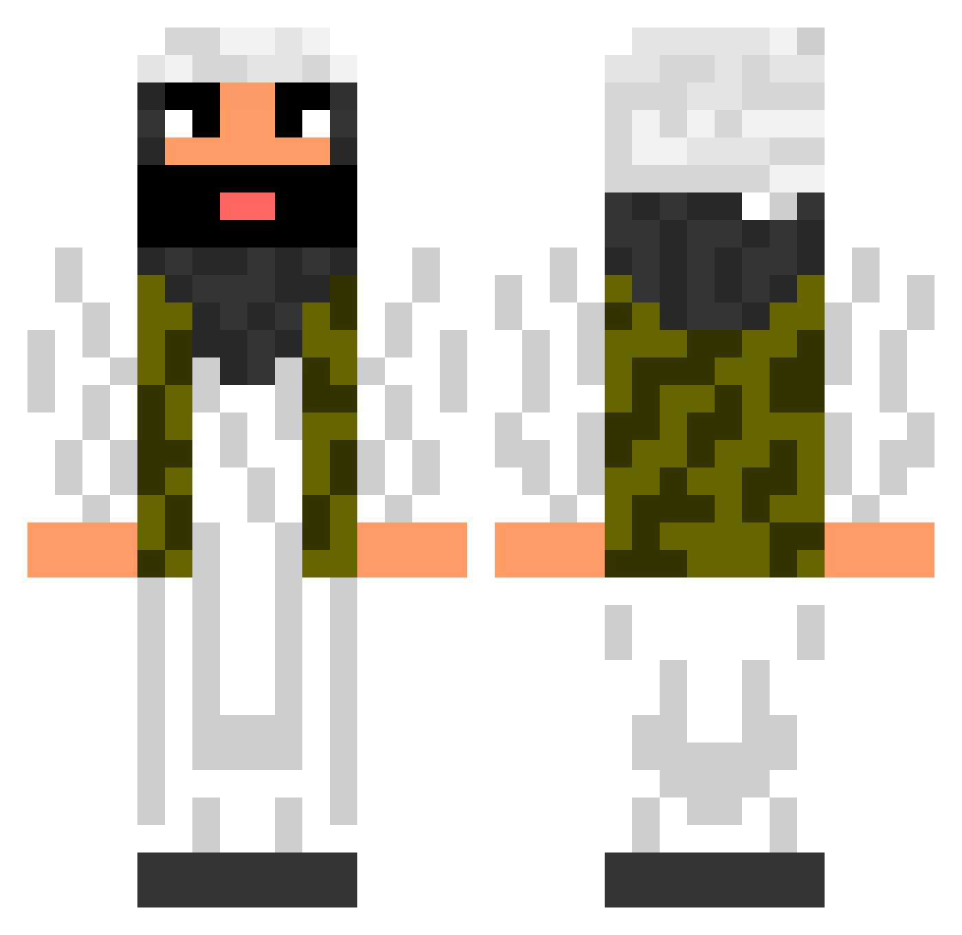Jakepot Minecraft skin, front and back view