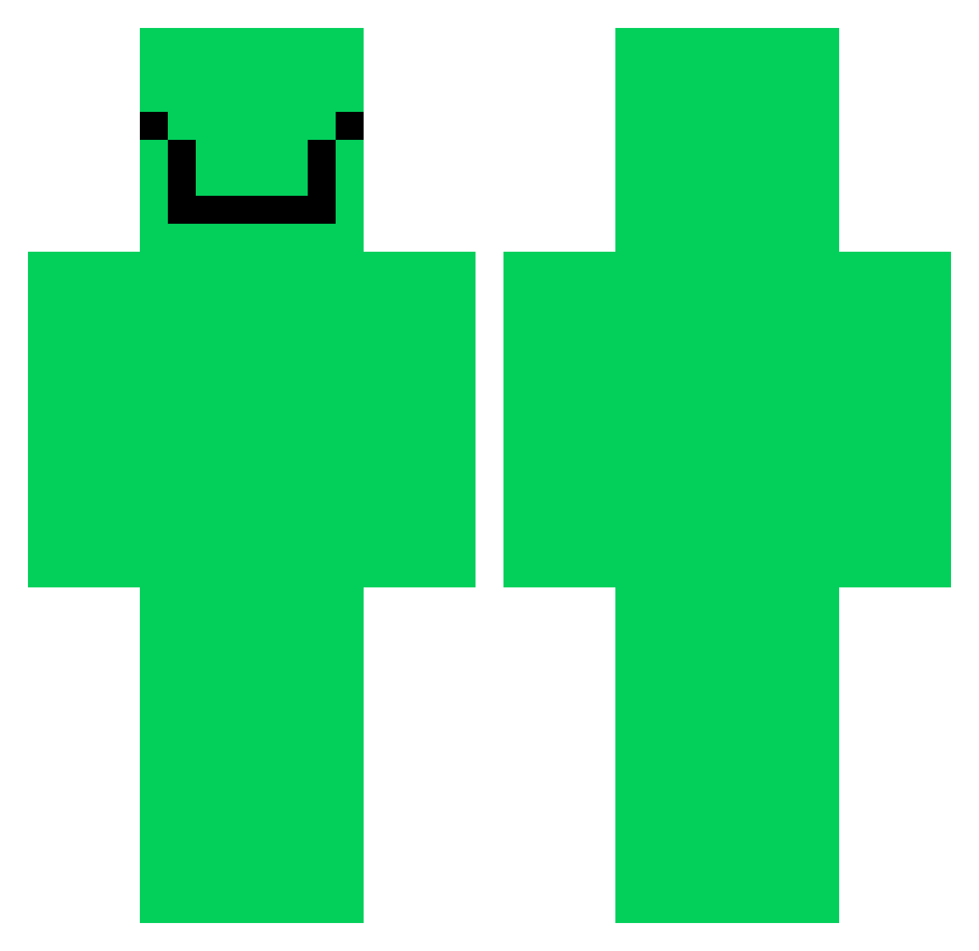 GreenyBright Minecraft skin, front and back view
