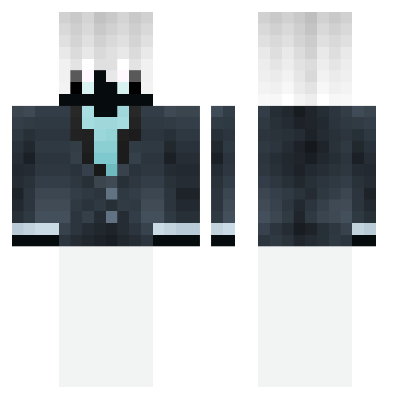 R0ut1ne Minecraft skin, front and back view