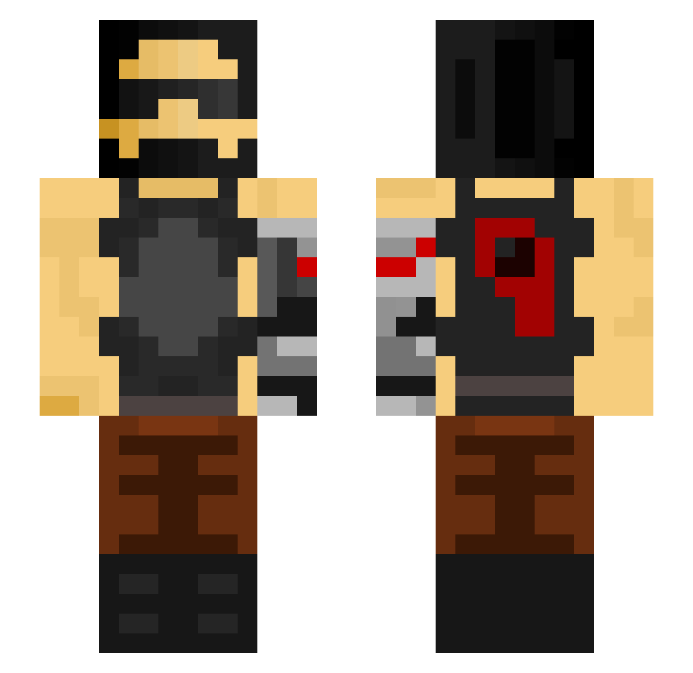 usingNamespace Minecraft skin, front and back view