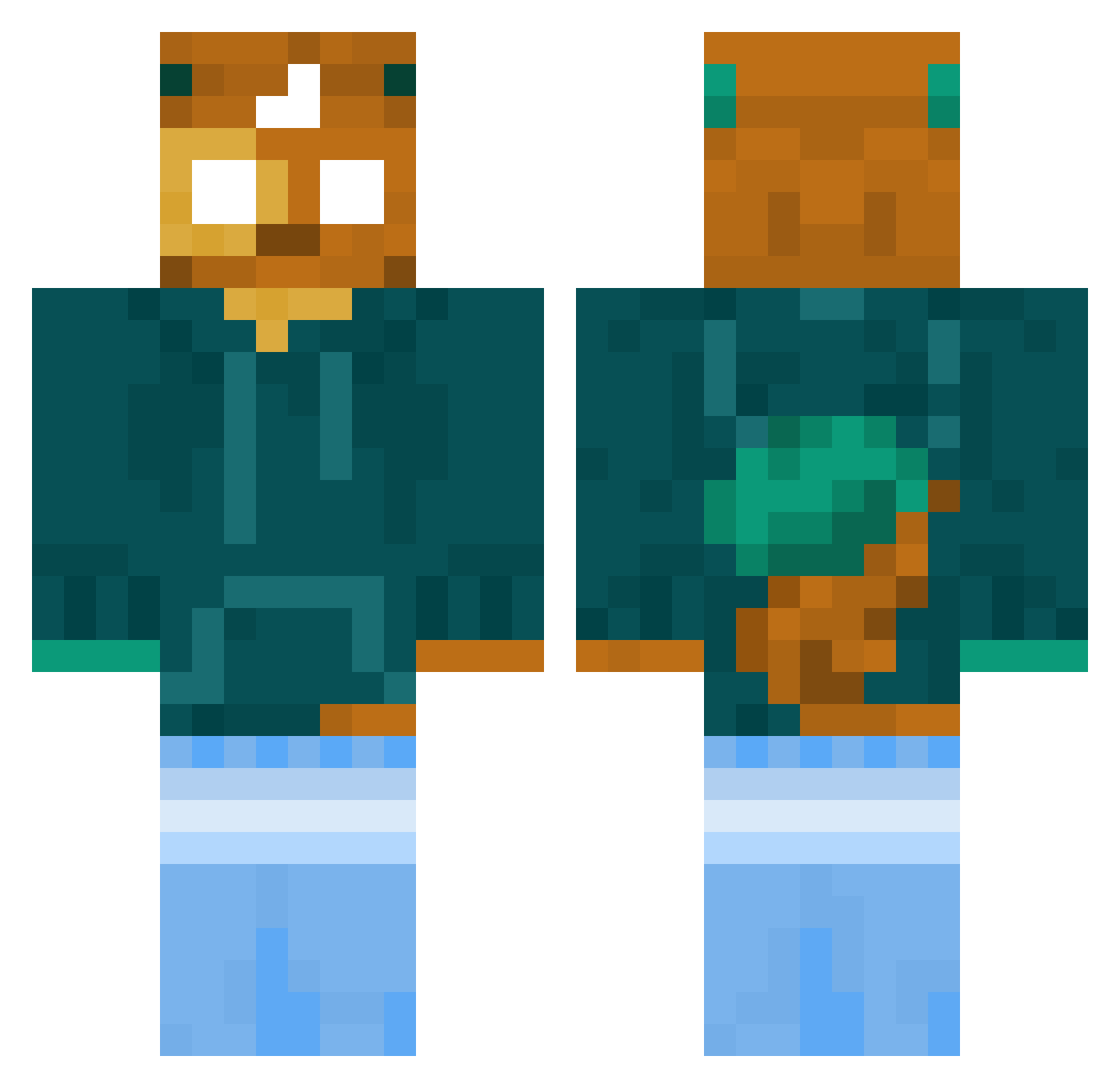 MrPupty Minecraft skin, front and back view