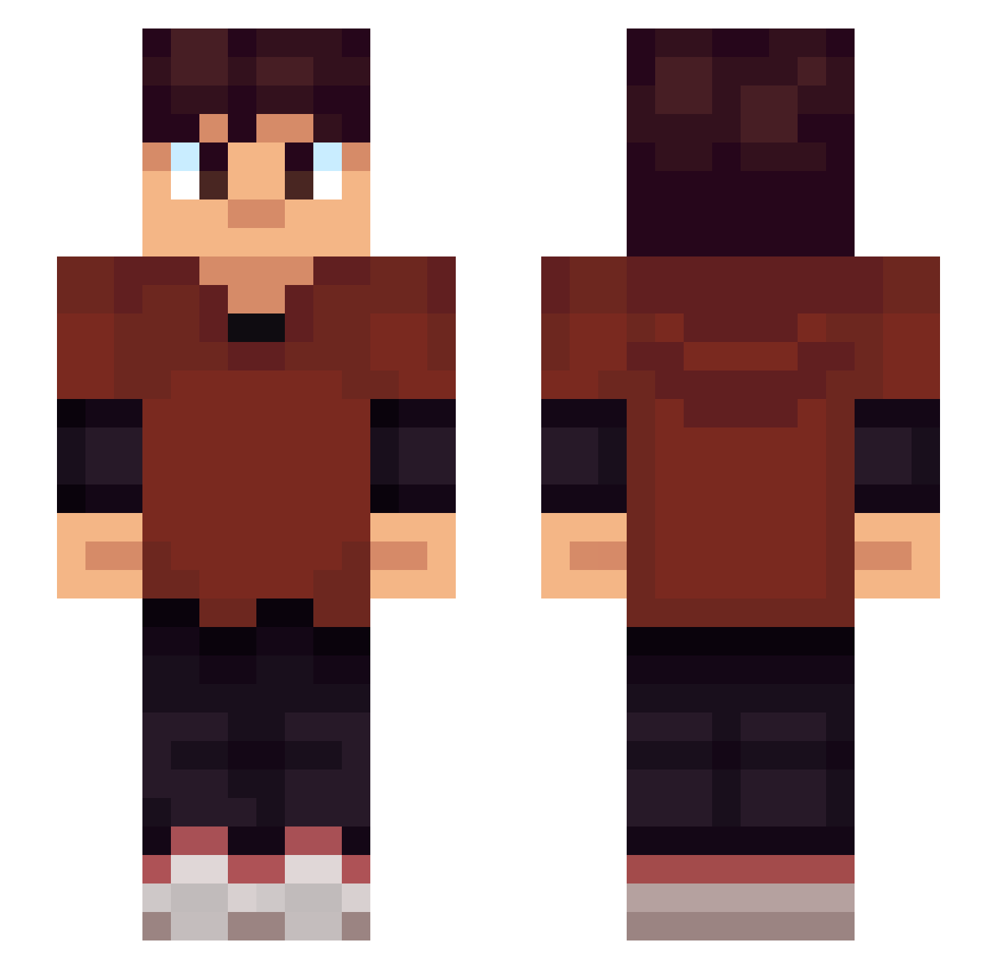 yasieo Minecraft skin, front and back view